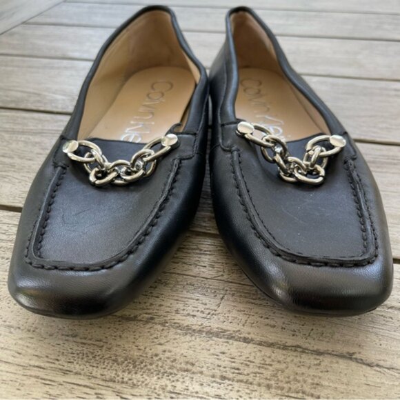 Calvin Klein Elanna Black Leather Loafers Womens Size 11 - Picture 5 of 8